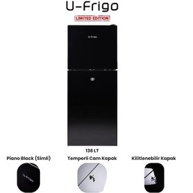 Resim U-frigo 136 Lt 12-24v Marin/karavan Kompresörlü Buzdolabı Temperli Cam Kapak Limited Edition Siyah 