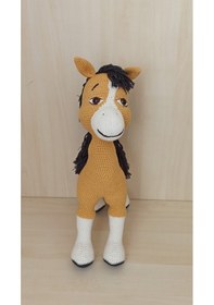 Resim Amigurumi Doru At Yükseklik 44 Cm Uzunluk 30 Cm. El Örgüsü 