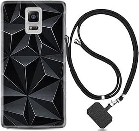 Resim kilifland Samsung Galaxy Note 4 ile Uyumlu Kılıf Silikon Desen Boyun Askılı Prizmalar 1782 