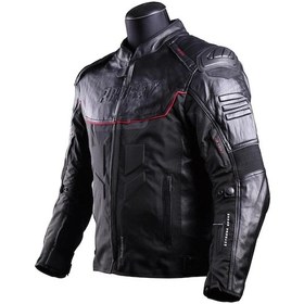 Resim Prosev Falcon 4 Mevsim Siyah Deri Motosiklet Mont 