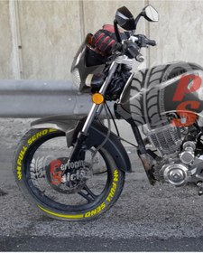 Resim Performance Stickers Full Send+Kuyruk+Bayrak Motorsiklet Lastik Stiker Lastik Sticker 8adet Lastik Yazısı 15-21inç Uyumlu 