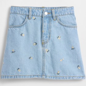 Resim Mavi Işlemeli Denim Etek - Mavi / 7 