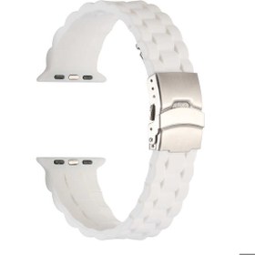 Resim Apple Watch 38mm Uyumlu KRD-72 Silikon Kordon Beyaz 