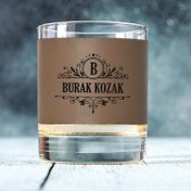 Resim Dosta Hediyelik Vizon Deri Kaplama Viski Bardağı 