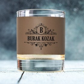 Resim Dosta Hediyelik Vizon Deri Kaplama Viski Bardağı 