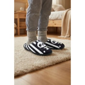 Resim Gezer Erkek Çocuk Kışlık Panda Ev Bahçe Rahat Taban Gondol Terlik 