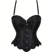 Resim Klasik Jakarlı Şekillendirici Korselete Askılı Vücut Giysisi İtici Güzel Sırt Sarayı Şekillendirici Hem Kıvrımlı Tasarım Korseli Büstiyer Cadılar Bayramı 