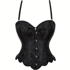 Resim Klasik Jakarlı Şekillendirici Korselete Askılı Vücut Giysisi İtici Güzel Sırt Sarayı Şekillendirici Hem Kıvrımlı Tasarım Korseli Büstiyer Cadılar Bayramı 