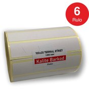 Resim 80X20 Termal Etiket 6 Rulo Barkod Etiketi Kalite Barkod 