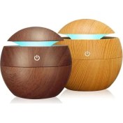Resim Home 130 ml Hava Nemlendirici, Uçucu Yağ Aromaterapi Makinesi, Ev, Yatak Odası ve Ofis Için Yedi Renkli Işık ile Aroma Hava Difüzörü (Açık Kahve) 