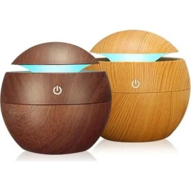 Resim Home 130 ml Hava Nemlendirici, Uçucu Yağ Aromaterapi Makinesi, Ev, Yatak Odası ve Ofis Için Yedi Renkli Işık ile Aroma Hava Difüzörü (Açık Kahve) 
