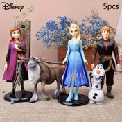 Resim 5'li set [Disney lisanslı] Frozen koleksiyon figürleri - Ella, Anna, Olaf vb. | Ofis masası dekorasyonu, vitrinler ve hediye için ideal! PVC malzeme, kolye oyuncak figürü 