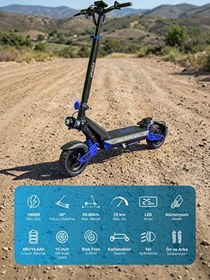 Resim Piranha 5025-M 1000W 48V 15Ah 50-60 KM Menzil Katlanabilir Çift Süspansiyon Off-Road Lastik Elektrikli Scooter 