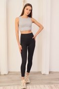 Resim MaberFranco Kadın Gri Halter Yaka Örme Top Crop 
