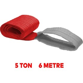 Resim Badem10 Sapan Polyester Spanzet 5 Ton 6 Metre Kırmızı Sağlam Yük Kaldırma Taşıma İndirme Halat 