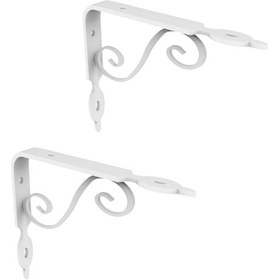 Resim 2 Adet Ferforje 19 x 25 cm Dekoratif Raf Altı Ayağı Konsol Beyaz 