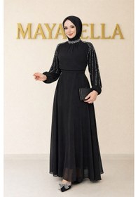 Resim Mayabella İşlemeli Abiye-20251311-mb3 Siyah 