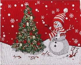 Resim Hombey Noel Temalı Isı Dayanıklı Örgü Bez Yemek Altlığı 43x33cm - Noel Ağaç/santa Desenli Dekoratif Masa Koruyucu 