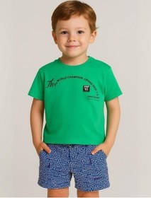 Resim Zekids Erkek Bebek The World Champion T-shirt-16119 Yeşil 