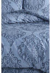 Resim Kolay Ütülenir Nevresim Takımı Tek Kişilik Hitit Kombin Mavi Mavi 