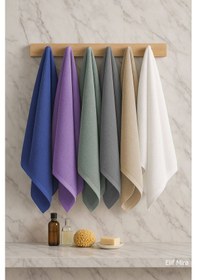 Resim 6 Lı Softtouch El Yüz Banyo Havlusu Seti %100 Pamuklu 50x90 Cm Mavi 