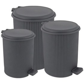 Resim Omnipazar Elf-n320 Nostalji 3 Boy Plastik Pedallı Çöp Kovası Antrasit 116 Antrasit 