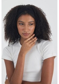 Resim Kadın Pamuklu Penye, Kaymaz, Yumuşak, Esnek, Stilinle Öndesin Saç Bandı Bandana - Tek Ebat / Siyah Siyah 