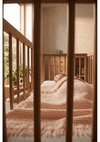 Resim Müslin Püsküllü 4 Katlı Müslin Battaniye 90x120 Cm - Ze4katlı Ekru 