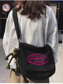 Resim Violon Siyah Pembe Future Funk Baskılı Unisex Askılı Postacı Çanta 