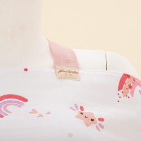 Resim Çift Katlı Muslin Emzirme Önlüğü - Pembe Gökkuşağı 