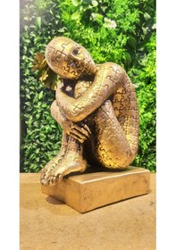 Resim Düşünen Adam Heykeli Dekoratif Biblo 