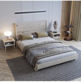 Resim Alaz Model Vernikli Çam Ahşap Karyola Yatay -266 100 x 200 