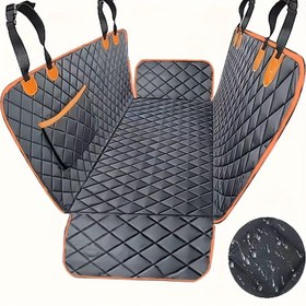 Resim Durable Nylon Dog Bed with Orange Trim - Koruyucu Araba Koltuk Kılıfı Arka Koltuk, Kamyonlar, Sedanlar ve SUV'lar için, Pet Rahat Koltuk Kılıfı|Güçlü Tutma Kolu Tasarımı|Dayanıklı Naylon Malzeme, Köpek Aksesuarları 