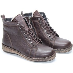 Resim Triapolo Hakiki Deri Kauçuk Taban Kadın Bağcıklı Fermuarlı Bot 