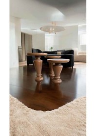 Resim Doğal 3 Lü Ahşap Yan Sehpa Takımı Kahverengi Renk Kahverengi 