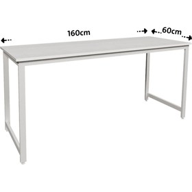 Resim Flinder Beyaz Oyuncu Masası 160x60, Bilgisayar Masası, Gamer Masası, Gaming Masa, Metal Ayaklı 