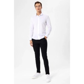 Resim Beyaz Slim Fit Armürlü Klasik Yaka Gömlek 
