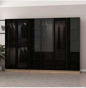 Resim Kale 6 Füme Cam Kapaklı 2ç Dolap Dore Füme Cam 190cm Ceviz 