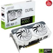 Resim Asus GEFORCE RTX 4060 DUAL-RTX4060-O8G-WHITE 8GB GDDR6 128bit 2535MHz OC HDMI 3xDP DLSS3 EKRAN KARTI - DUAL-RTX4060-O8G-WHITE 