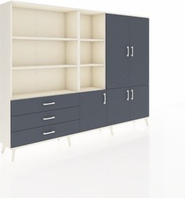 Resim Arges Dolap 11 Raflı 3 Çekmeceli 5 Kapaklı 220x30x163 Aytaşı-antr Aytaşı-antrasit 