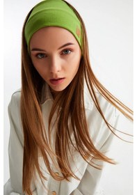 Resim Kadın Pamuklu Kaşkorse, Kaymaz, Terletmez, Ultra Hafif, Spor Saç Bandı Bandana - Tek Ebat / Yeşil Yeşil 