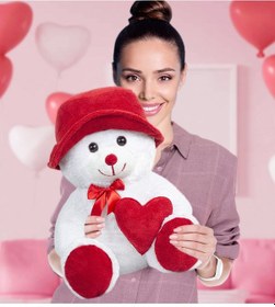 Resim Özgüner 50 Cm Şapkalı Ve Kalpli Peluş Ayıcık 