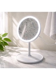 Resim Yuvarlak Işıklı Beyaz Makyaj Aynası Beyaz 