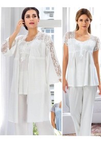 Resim Birolgaye Duchesse 3008 Ecru Hamile Lohusa 3 Lü Pijama Sabahlık Tk (535994761) 