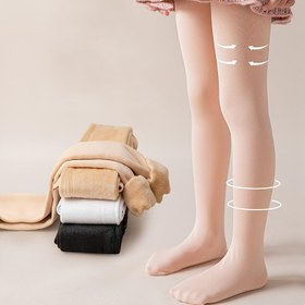 Resim 1 Paket Kızlar için Termal Tayt - Kışlık Bacak Isıtıcı Pantolon, Opak Tayt ile Sıcak Tutar, Sadece Elde Yıkanır, 300GSM Benzeri (Toplu Değil), Etekler/Elbiseler için Beyaz Taban, Soğuk Hava ve Oyun Zamanı için Pantolon (Genç Kızlar için) 