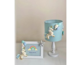 Resim Mintrenkkremunicornfigürlübebek/çocukodasıtasarımmasalambasıabajur Çerçeve Set 