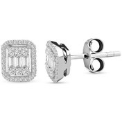 Resim Lilarote Modern Tasarım 0.28 Ct Baget Kare Tektaş Küpe 