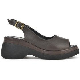 Resim Ziya, Kadın Hakiki Deri Topuklu Sandalet 151992z64003 Kahve 151992z64003 300 Kahve 