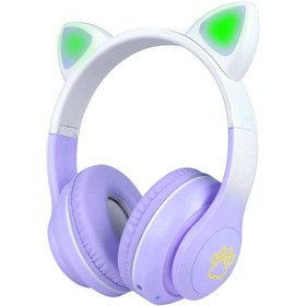 Resim cep312 Zore STN-28 Pro Kedi Kulaklı Tasarımlı RGB Işıklı Bluetooth Kulaklık-Mor 