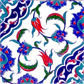 Resim Armada Çini 20x20 Cm Ac 44 Osmanlı İznik Desen Kütahya Çini Pano 